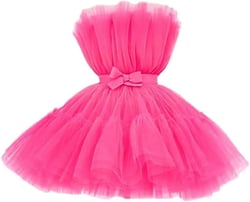 WDBFY Women's Short Puffy Prom Dress Strapless Tulle Homecoming Dresses Mini Cocktail Party Poofy Tutu Gowns 12 Hot Pink