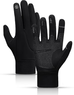 Winter Gloves for Men Women,Waterproof Windproof Anti-Slip Touch Screen Gloves, Black Thermal Gloves for Cycling Driving Hiking Running Skating Medium