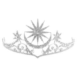 FRCOLOR Star Crown Rhinestone Moon Tiara Star Hair Accessories Silver Star Headband Moon Headpiece For Women Girls Helloween Wedding Brides Crowns Goddess Halo Crown Jewelry Headwear