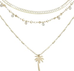 Ettika Layered Necklace for Women. West Palm Layered 18k Gold Plated Necklace. Fashion Jewelry
