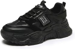 YYSPR Women’s Chunky Platform Sneakers Casual Comfortable Breathable Non Slip Mesh Walking Shoes 8.5 Black