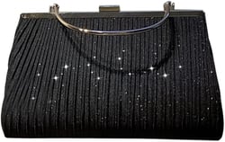 Women Clutch Bag Glitter Sequin Evening Bag Charming Handbag Bridal Wedding Purse Elegant Crossbody Bag Black