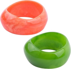 2Pcs Chunky Acrylic Transparent Candy Color Geometric Round Square Cuff Bangle Bracelet Set for Women Resin Acetate Tortoiseshell Wristband Bracelet Statement Jewelry Birthday Gif A green orange