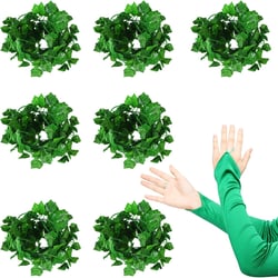 SATINIOR Halloween Green Costume for Women Included Long Green Fingerless Gloves and 7 Pieces Artificial Vines Fake Leaves Hanging Plant Garlands for Halloween Party Costume