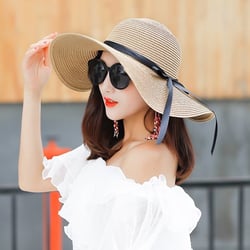 Bangcool Women's Beach Hat Portable Packable Roll Up Wide Brim Sun Visor UV Protection Floppy Crushable Straw Beach Hat Bonnet Beach Cap Sun Hat for Women Ladies, Black, Khaki, Navy