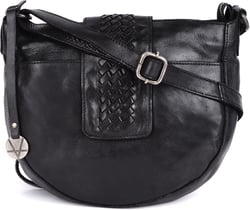 Genuine Leather Crossbody Sling Bags for Women, Bags for Women Trendy Casual Office Bag with Adjustable Strap Black
