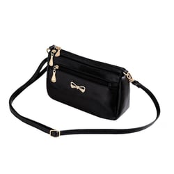 Yuanbang Small Leather Crossbody Purses for Women, Multi Pocket Cross Body Bag Zipper Purse and Handbags, Functional Slim Shoulder Bag with Adjustable Long Strap(Black)