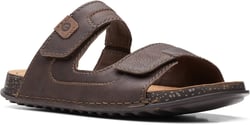 Clarks Men's Crestview Easy Flat Sandal 11.5 Dark Brown Leather
