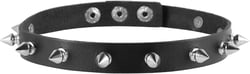 HZMAN Fashion Women Men Cool Punk Goth Metal Spike Studded Link Leather Collar Choker Necklace 02-Black