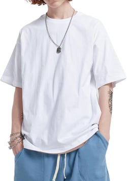 Men's Oversized T-Shirts Heavyweight Cotton Tee Crew Neck Short Sleeve T Shirts Loose Fit Basic Essential Soft Classic Tees Small White