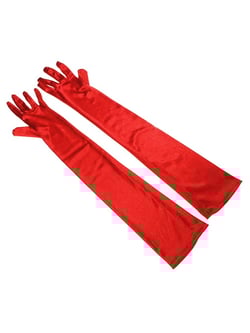 JINSIJU Women Long Elbow Satin Gloves Stretchy 1920s Opera Gloves Evening Party Silk Gloves Christmas Black Costume Gloves, Red, One Size