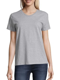 Hanes Essentials Women's Cotton V-Neck T-Shirt Light Steel S