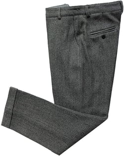Men's Formal Dress Pants Herringbone Tweed Wool Vintage Trousers Modern Causual Classic Suit Pants Fit Wedding Prom 38W x 32L Grey