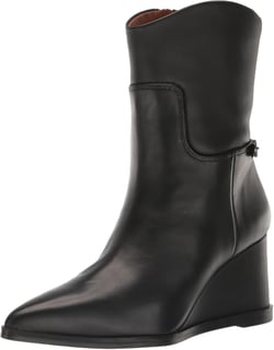 Franco Sarto Women's Etta Pointed Toe Wedge Booties Ankle Boot 7.5 Black Leather