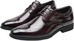 Men Fashion Oxford Shoes Party Wedding Shoes Classic Business Formal Tuxedo Pointed Leather Shoes Man Prom Boss Social Office Shoes 11.5 Brown