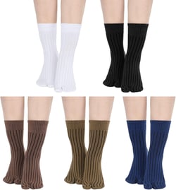 Bencailor 5 Pairs Tabi Socks Women Men Flip Flop Socks Unisex Tabi Split Toe Socks Two Toe Cotto Ankle Socks Casual Sandals Classic Color