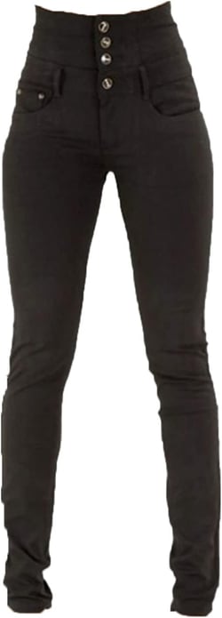 Women High Rise Button Front Skinny Jeans Stretch Classic Casual Slim Fit Denim Pants Butt Lift Tapered Jean Trouser XX-Large Black