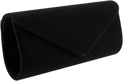 Women Evening Bag Clutch Purse, Handbag With Detachable Chain Strap for Wedding Cocktail Party Velvet Solid Color Black