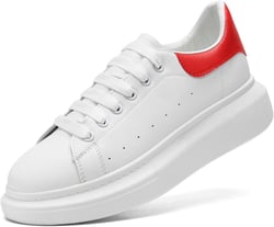 COVS Platform White Sneakers for Women, Women's Fashion Sneakers, Leather Sneakers for Women Unisex Height Increase Shoes 11 Wide Red