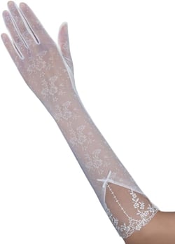 Women's Summer UV Protection Lace Elbow Long Touchscreen Gloves White