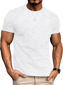 LOGEEYAR Men's Athletic Washed T-Shirts Basic Crew Neck Tees Tops Causal Distressed Cotton T Shirts for Men Small White Gray