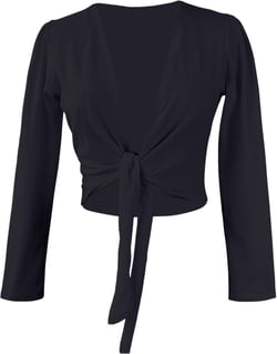 Daydance Girl's Women's Dance Top Wrap Cotton Cardigan Shrug Sweater for Ballet X-Large Black