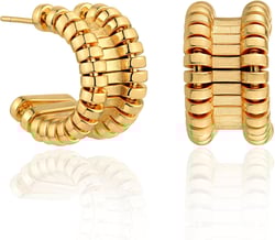 Dremmy Studios Chunky Gold Hoop Earrings for Women 14K Real Gold Plated, 925 Sterling Silver Post Cubic Zirconia Gold Hoops for Women, Twisted Thick Open Hoops Hypoallergenic Hoop-1