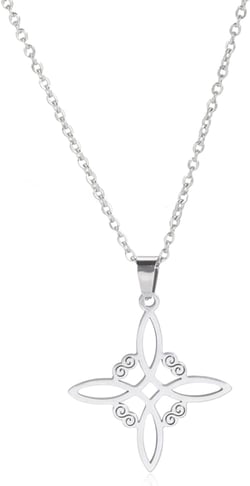 EUEAVAN Irish Celtic Knot Necklace Witch's Knot Earring Set Nordic Minimalist Geometric Pendant Choker Amulet Good Luck Jewelry Set Woman Girl Infinity Necklace silver