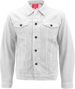 vkwear Red Label Men’s Premium Casual Faded Denim Jean Button Up Cotton Slim Fit Jacket Small White