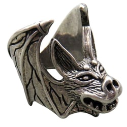 Quality FLYING CREEPY BAT BIKER RING BR081 jewelry gothic unisex MENS SILVER