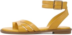 FSJ Women Flat Sandals Toe Ring Open Toe Ankle Strap Flip Flops Summer Comfort Beach Walking Shoes Size 4-16 US 7 Yellow