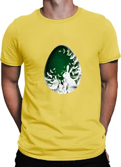 Funny Easter T-Shirts for Men Cotton Casual Short Sleeve Dinosaurs Eggs Printed Round Neck Pullover Shirt X-Large Yellow