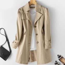 Autumn Trench Coat Woman Single-Breasted Mid-Long Women Trench Coat Overcoat Windbreaker Medium Khaki