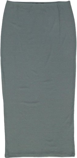 Ribbed Midi Skirt with Elastic Waist for Women- Bodycon Office Pencil Skirt X-Small Gray
