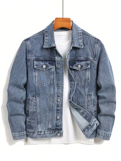 Manfinity EMRG Men's Spring And Autumn Casual Washed Denim Jacket