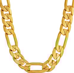 LIFETIME JEWELRY 9mm Figaro Chain Necklace 24k Real Gold Plated for Men and Women 26 Inches