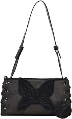 Fairy Grunge Crossbody Bag Women Vintage Leather Butterfly Grunge Aesthetic Shoulder Bag Handbag Purse Bag Black