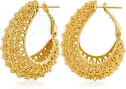 CLASSYZINT Gold Hoop Earrings for Women, 14K Gold Pleated Hollow Filigree Hoop Earrings for Women | Fulani Hoop Earrings | Chunky Gold Hoop Earrings for Women Gold Hoop Earrings - 3