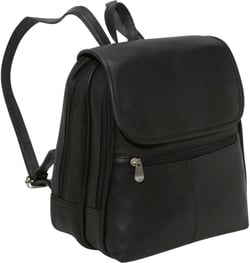 Le Donne Leather Women’s Organizer Backpack/Purse – Premium Full-Grain Colombian Vaquetta Leather Bag, 12.5” x 11” (Black)