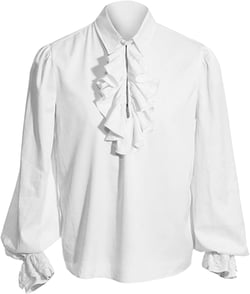 Men's Pirate Shirt Renaissance Ruffle Victorian Steampunk Vampire Poet Shirts Medieval Gothic Lace Costume White Medium