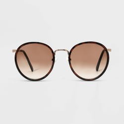 Women&#39;s Tortoise Print Shiny Plastic Round Sunglasses - Universal Thread&#8482; Brown