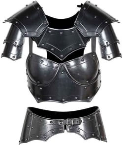 Medieval Mina Armour Set LARP Armor Cosplay Costume - Cuirass, Pauldron, Gorget,Tasset Complete Armor Set Black