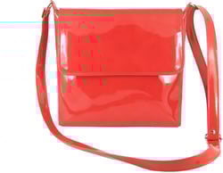 LONI Womens Cool Faux Patent Leather Cross-Body Shoulder Bag Handbag Medium Size Red