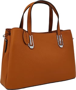 Medium Genuine Leather Tote Bag for Women, Fashion Top Handle Handbag and Ladies Shoulder Bag Brown