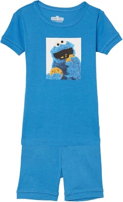 Sesame Street Boys' 2-Piece Snug-fit Organic Cotton Pajama Set, Soft & Cute for Kids 12-18 Months Square Cookie Monster