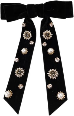 Womens Retro Velvet Ribbon Bow Tie brooch Necktie Rhinestone Preppy Neck Tie Brooch Pin Collar Jewelry for wedding Party Black