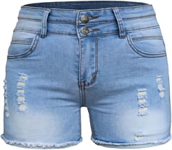 Women's Raw Hem Mid Rise Denim Shorts Stretchy Fabric Ladies Relaxed Fit Ripped Short Jean, Size 2-16 14 Light Blue