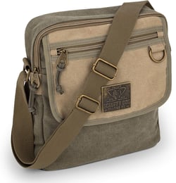 SCRUFFY DOG Crossbody Messenger Bag for Men and Women - Canvas Shoulder Bags with Adjustable Strap - Small - 11 inch Khaki/Sand