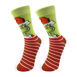 KYGABAK Grinch Cartoon Socks Grinch Socks Christmas Socks Fun Novelty Mens/Womens Crew Character Socks Green