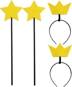 Fairy Star Wand and Crown Headband Set Adult Parents Couples Halloween Costume Dress up Accessories Yellow 2 Pack